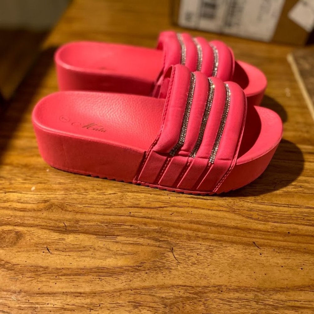 pink platform sandals
